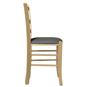 Sedia legno venezia naturale con seduta similpelle grigio antracite