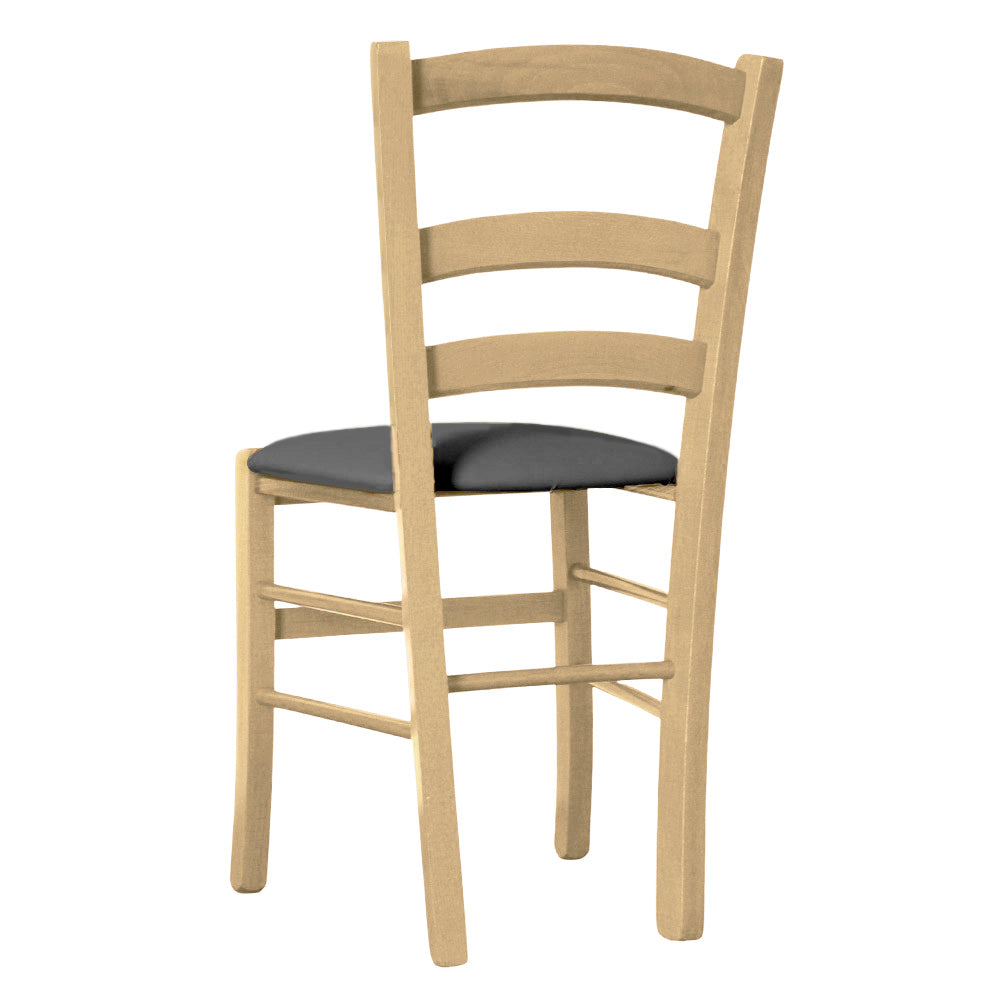 Sedia legno venezia naturale con seduta similpelle grigio antracite