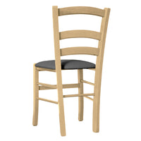 Sedia legno venezia naturale con seduta similpelle grigio antracite