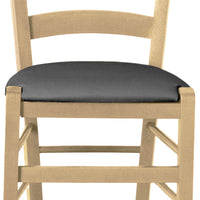 Sedia legno venezia naturale con seduta similpelle grigio antracite