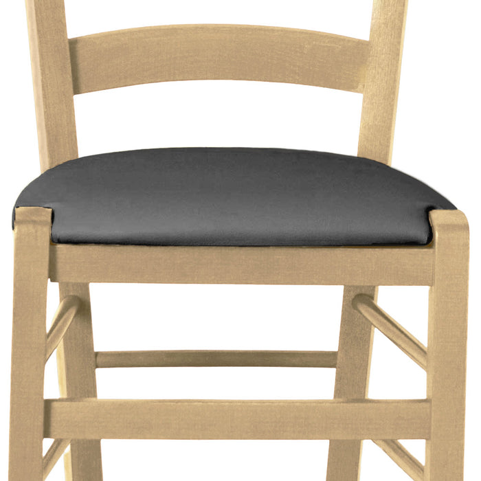 Sedia legno venezia naturale con seduta similpelle grigio antracite