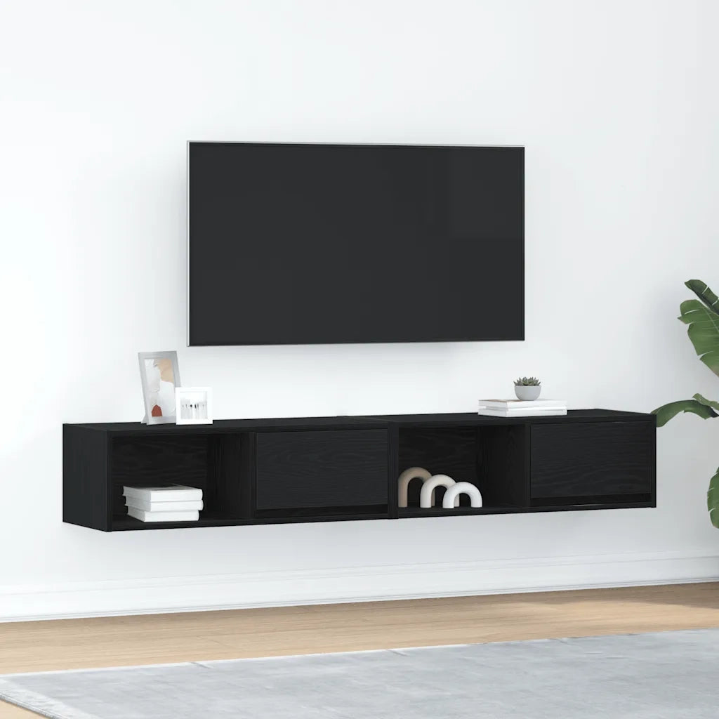 Mobili TV 2 pz Rovere Nero 80x31x25,5 cm in Legno Multistrato 861457