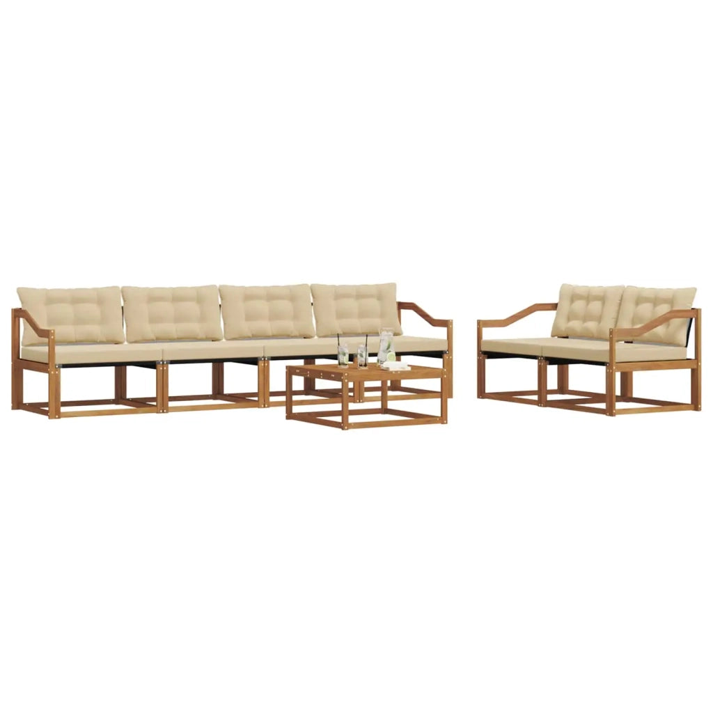 Set di divani da esterno con cuscino 7 pcs Naturale e Beige