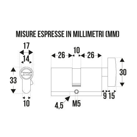 CILINDRO A PROFILO EUROPEO CON POMOLO MM.17X60