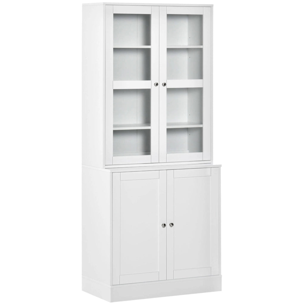 Mobile vetrina bianco in MDF con vetro temperato, 178,5 cm