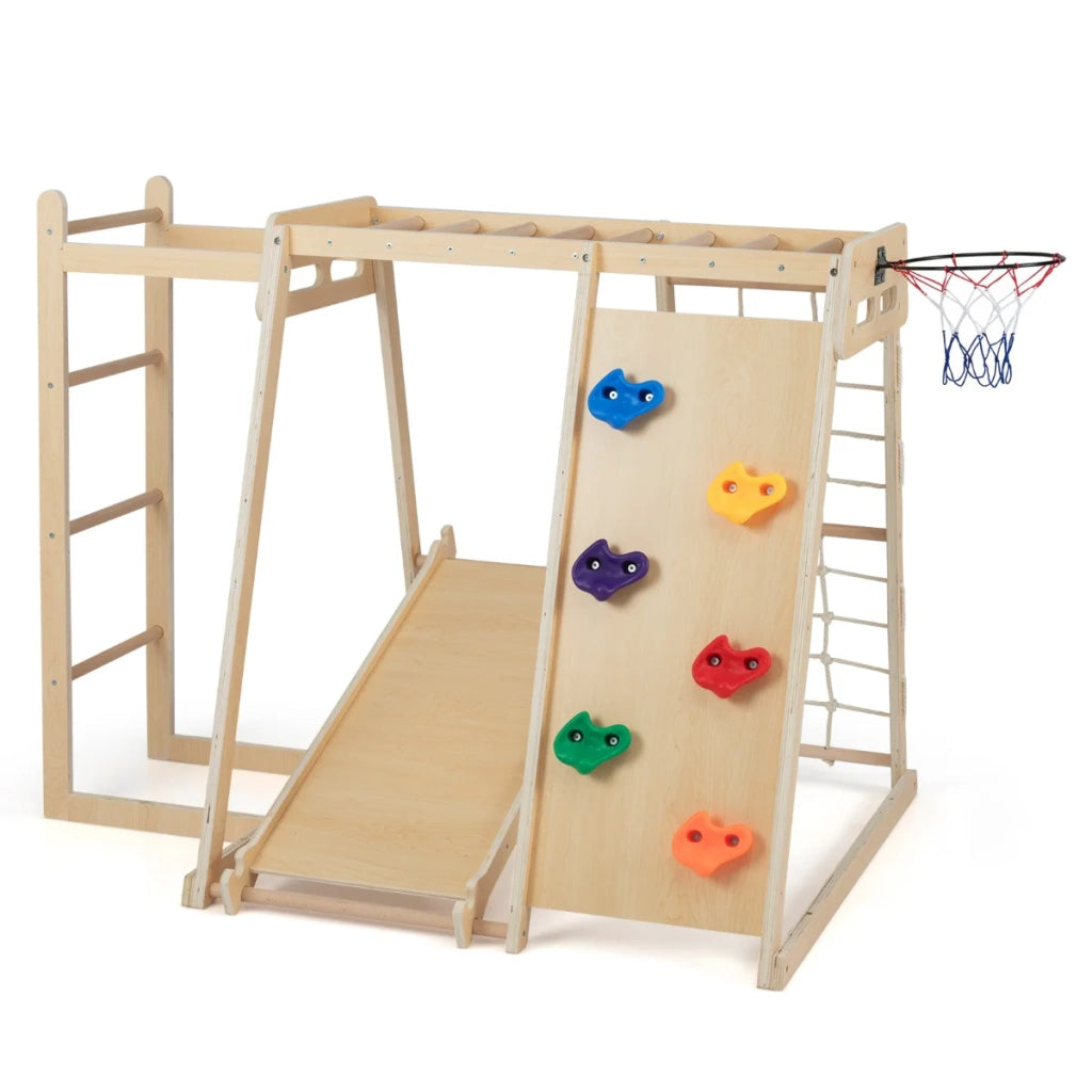 Area giochi per bambini 6 in 1 da interno 171 x 109 x 110,5 cm maggiore sicurezza atmosfera accogliente compensato macaron 20_0017881
