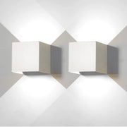 Set 2 Pezzi Applique LED da Parete 2 LED Design Quadrato IP65 Interno/Esterno Luce Naturale o Fredda Nero o Bianco Luce Fredda - Bianco