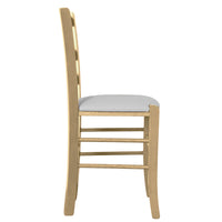 Sedia legno venezia naturale con seduta similpelle grigio chiaro