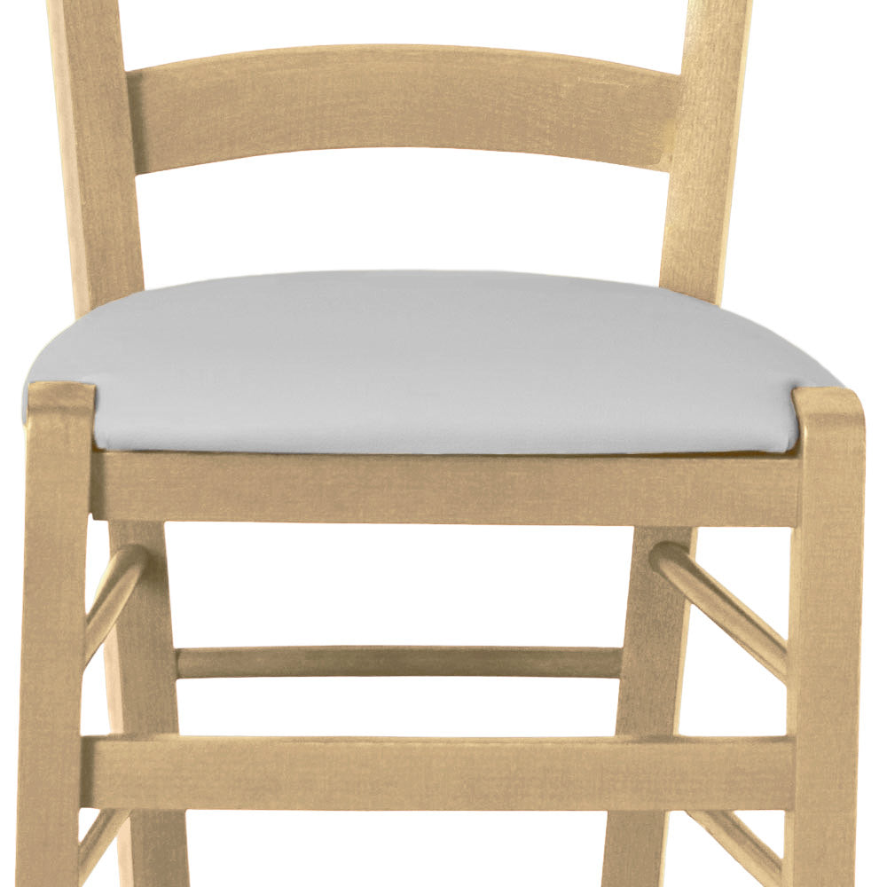 Sedia legno venezia naturale con seduta similpelle grigio chiaro