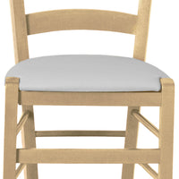 Sedia legno venezia naturale con seduta similpelle grigio chiaro