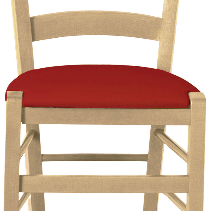 Sedia legno venezia naturale con seduta similpelle rosso