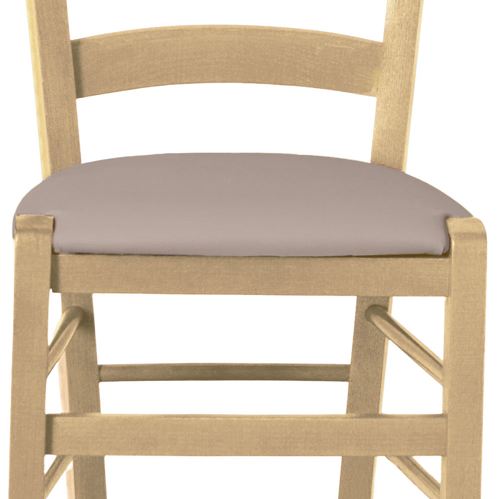 Sedia legno venezia naturale con seduta similpelle grigio tortora