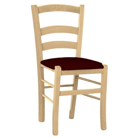 Sedia legno venezia naturale con seduta similpelle marrone