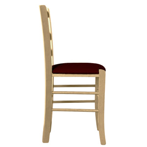 Sedia legno venezia naturale con seduta similpelle marrone