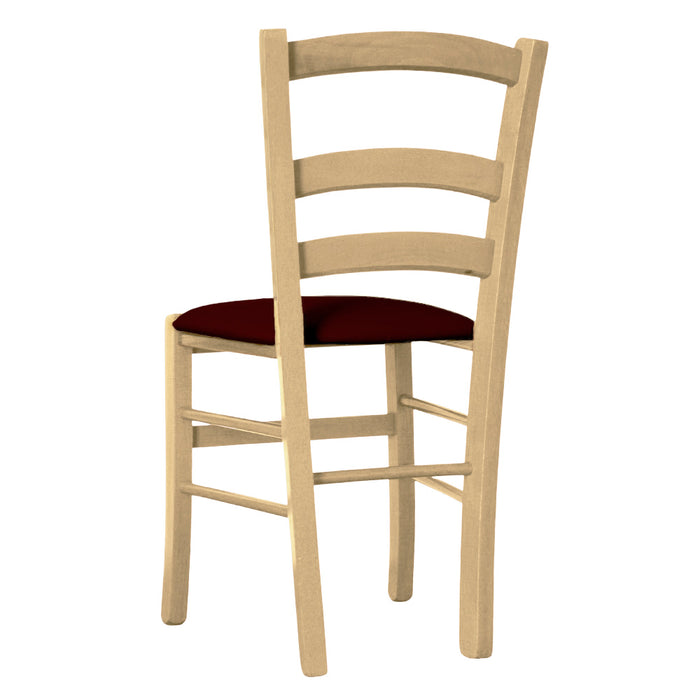 Sedia legno venezia naturale con seduta similpelle marrone