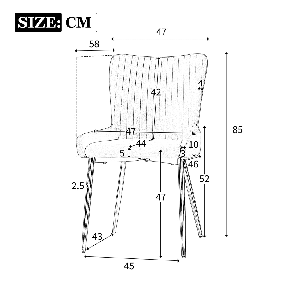 Sedie da pranzo, 4 pezzi in velluto beige con supporto lombare e gambe in metallo dorato