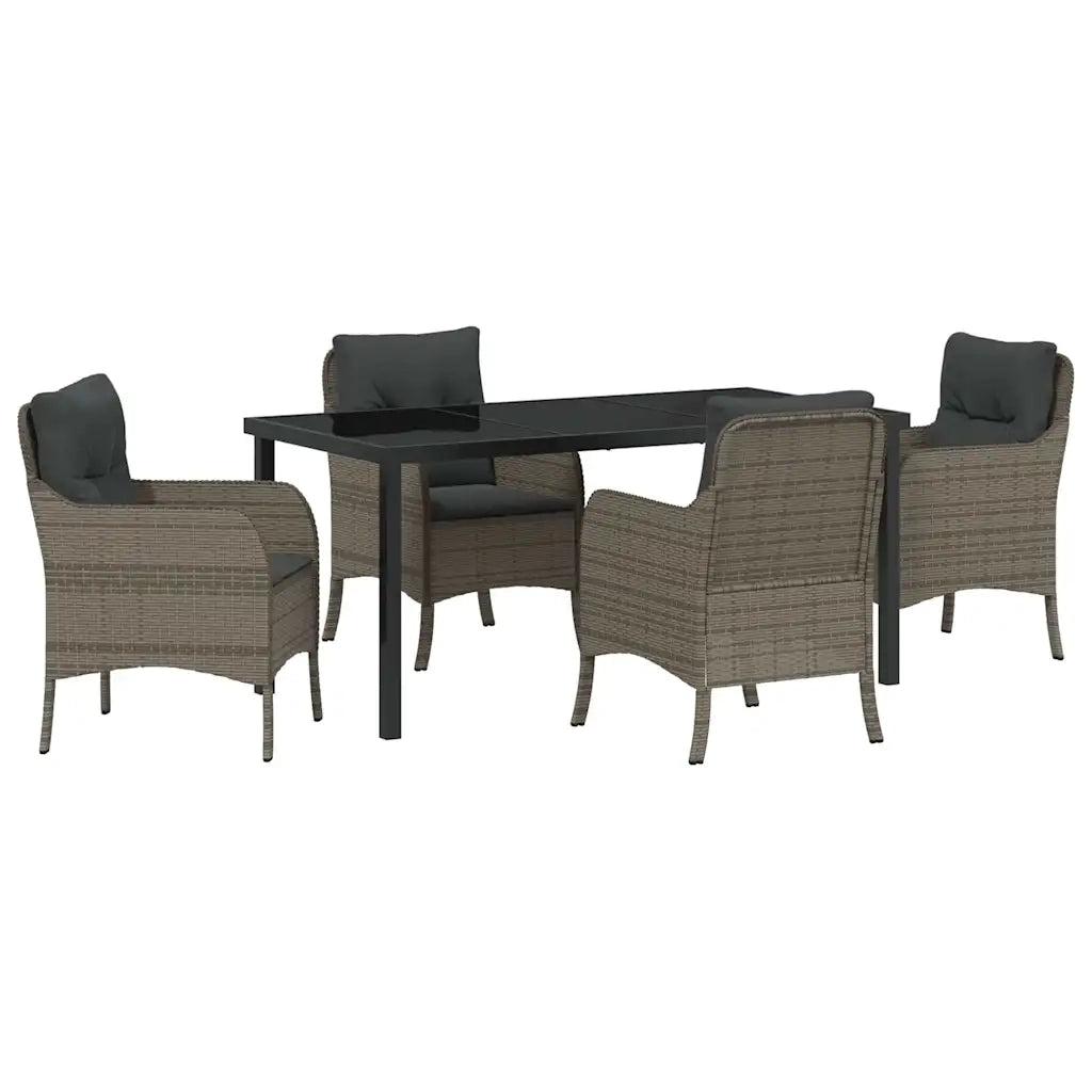 Set da Pranzo per Giardino con cuscino 5 pcs Grigio polyrattan 3380165