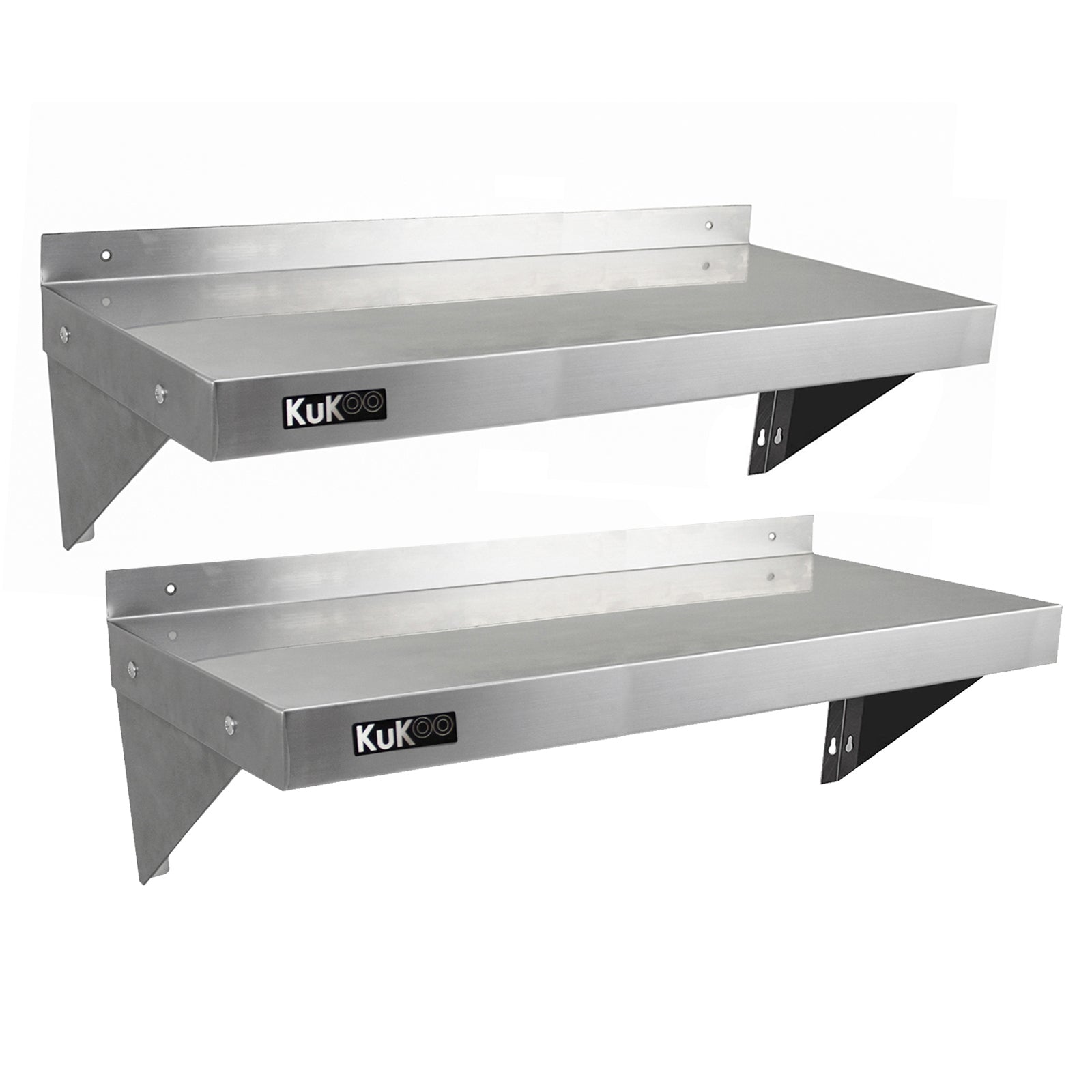 2 x Ripiani in Acciaio Inox Cucina Commerciale Mensole Muro e Staffe 100 x 30 cm
