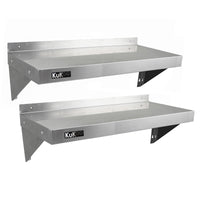 2 x Ripiani in Acciaio Inox Cucina Commerciale Mensole Muro e Staffe 100 x 30 cm