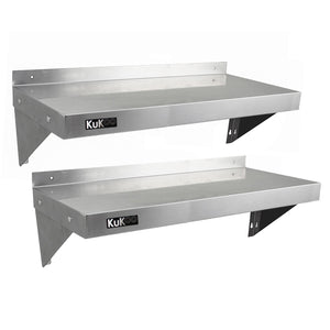 2 x Ripiani in Acciaio Inox Cucina Commerciale Mensole Muro e Staffe 100 x 30 cm