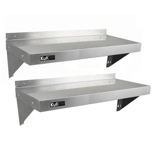 2 x Ripiani in Acciaio Inox Cucina Commerciale Mensole Muro e Staffe 100 x 30 cm