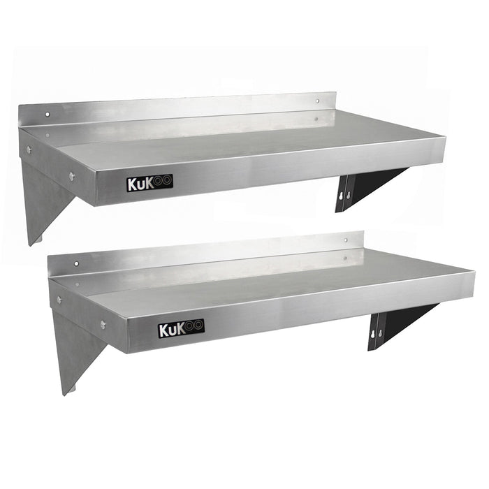 2 x Ripiani in Acciaio Inox Cucina Commerciale Mensole Muro e Staffe 100 x 30 cm