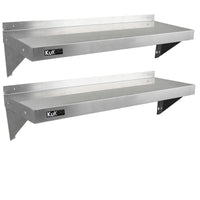 2 x Ripiani in Acciaio Inox Cucina Commerciale Mensole Muro e Staffe 125 x 30 cm