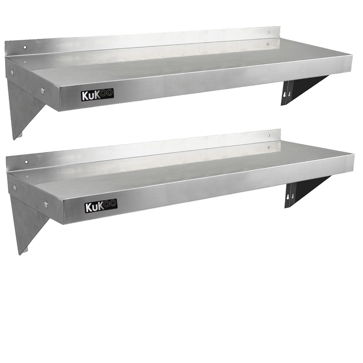 2 x Ripiani in Acciaio Inox Cucina Commerciale Mensole Muro e Staffe 125 x 30 cm