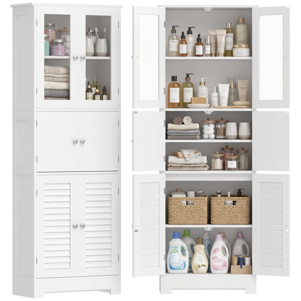 Mobile da Bagno Alto con 6 Ante ¨C Zephmum ¨C Bianco 60x30x