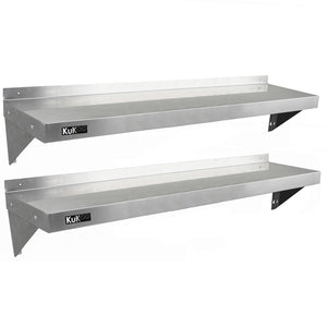 2 x Ripiani in Acciaio Inox Cucina Commerciale Mensole Muro e Staffe 140 x 30 cm