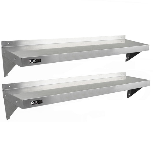 2 x Ripiani in Acciaio Inox Cucina Commerciale Mensole Muro e Staffe 140 x 30 cm