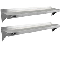 2 x Ripiani in Acciaio Inox Cucina Commerciale Mensole Muro e Staffe 150 x 30 cm