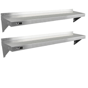 2 x Ripiani in Acciaio Inox Cucina Commerciale Mensole Muro e Staffe 150 x 30 cm