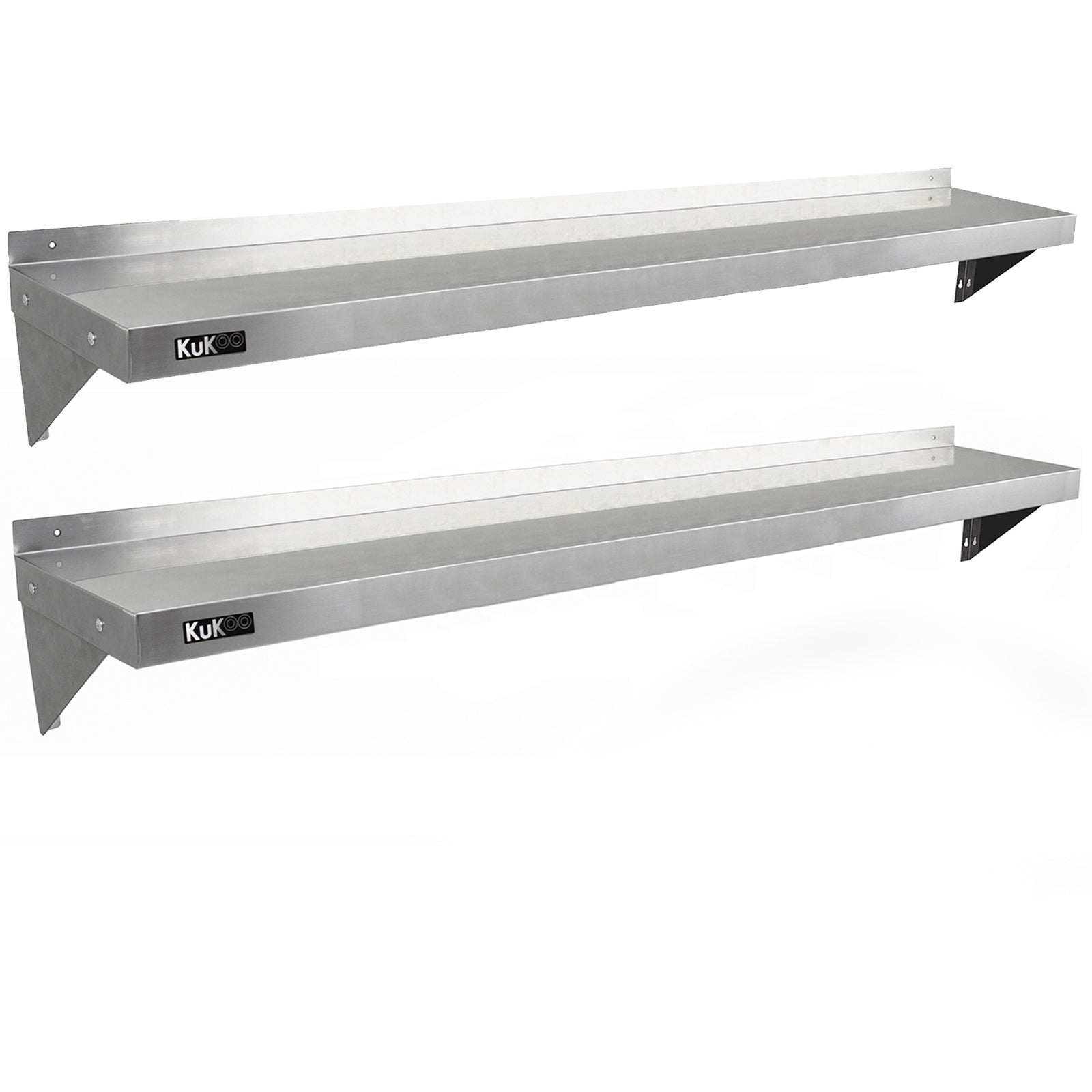 2 x Ripiani in Acciaio Inox Cucina Commerciale Mensole Muro e Staffe 194 x 30 cm