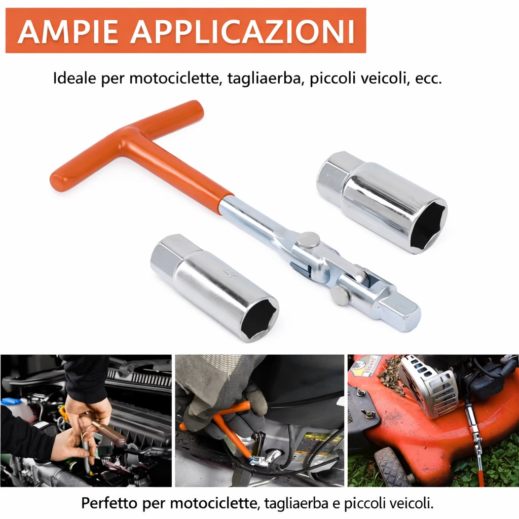 Chiave Candela Per Auto Moto Con Adattatori Diametro 16 e 21 mm universale