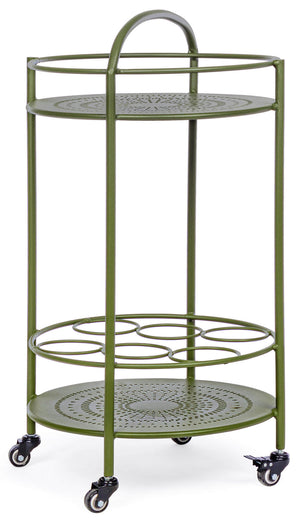 Carrello da Cucina 45x81 cm con Portabottiglie e Ruote in Acciaio Verde