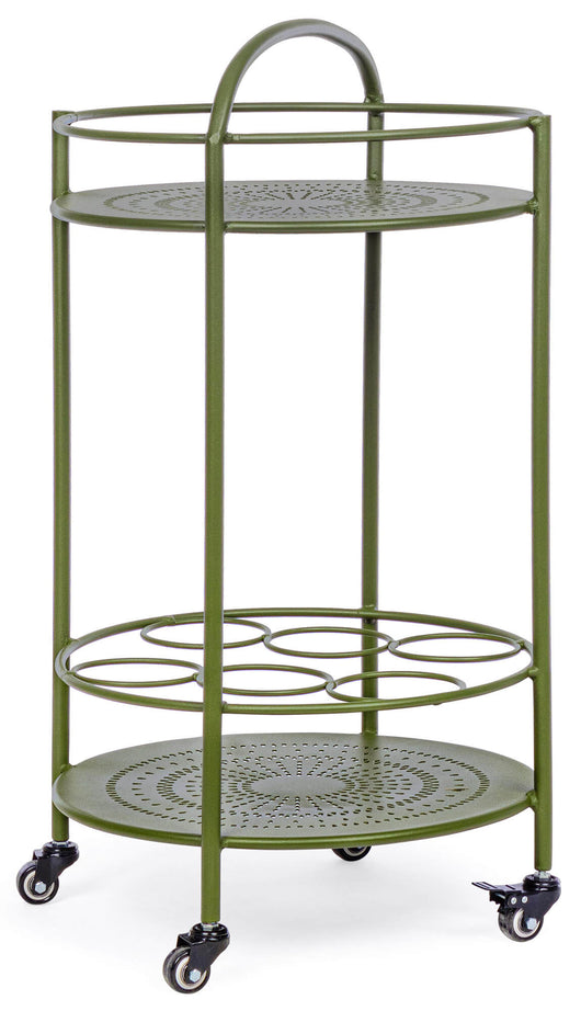 Carrello da Cucina 45x81 cm con Portabottiglie e Ruote in Acciaio Verde