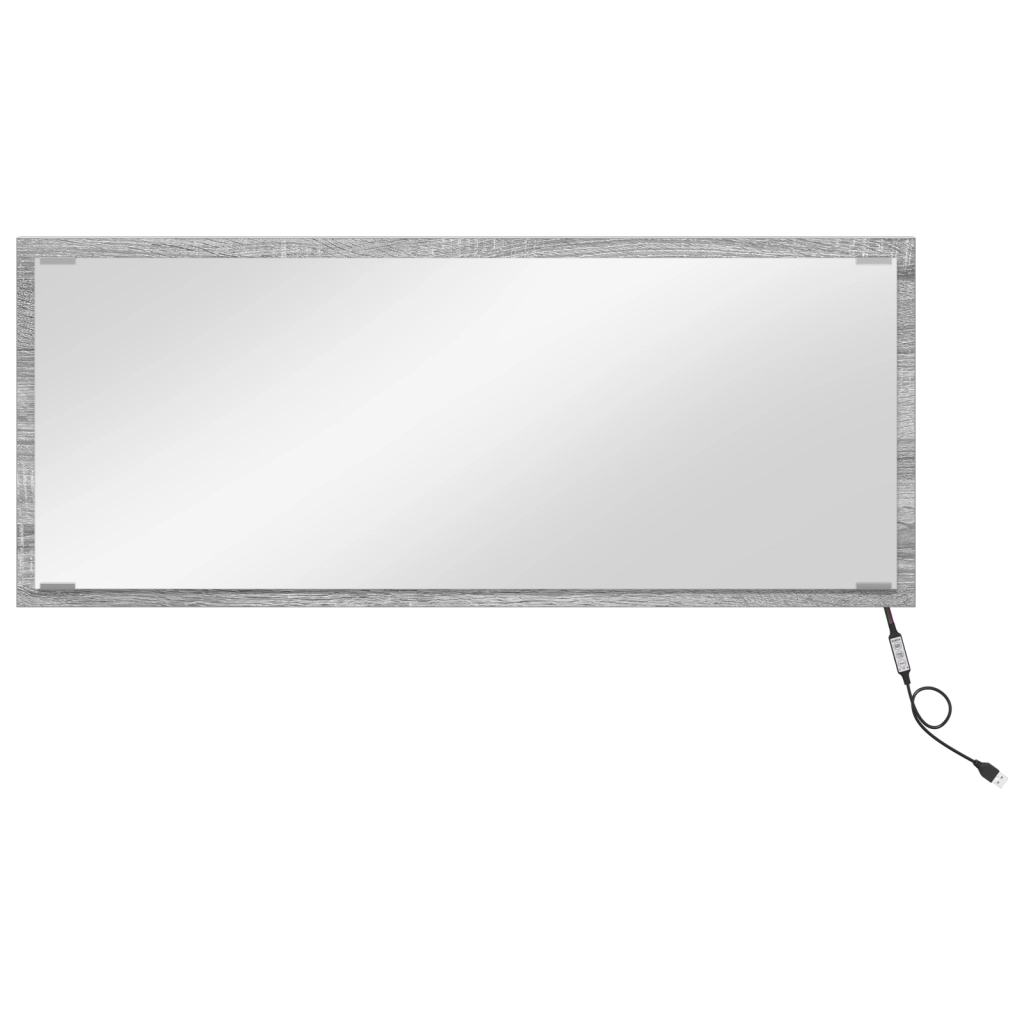 Specchio da Bagno con Luce LED Grigio Sonoma 90x8,5x37 cm
