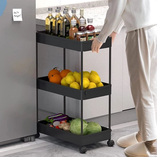 Carrello cucina stabile, vassoio per servizio / Carrello per bevande su ruote - Carrello di archiviazione 22 x 61 x 40 cm