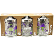 Trade Shop - Set Tris 3 Pz Barattoli Contenitori Da Cucina In Vetro Decorazione Fiori 800ml -