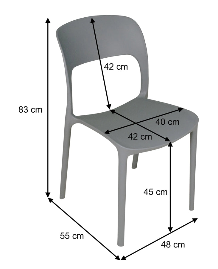 Sedia impilabile in polipropilene grigio scuro - Maya (2 pz) - SD05MAPP