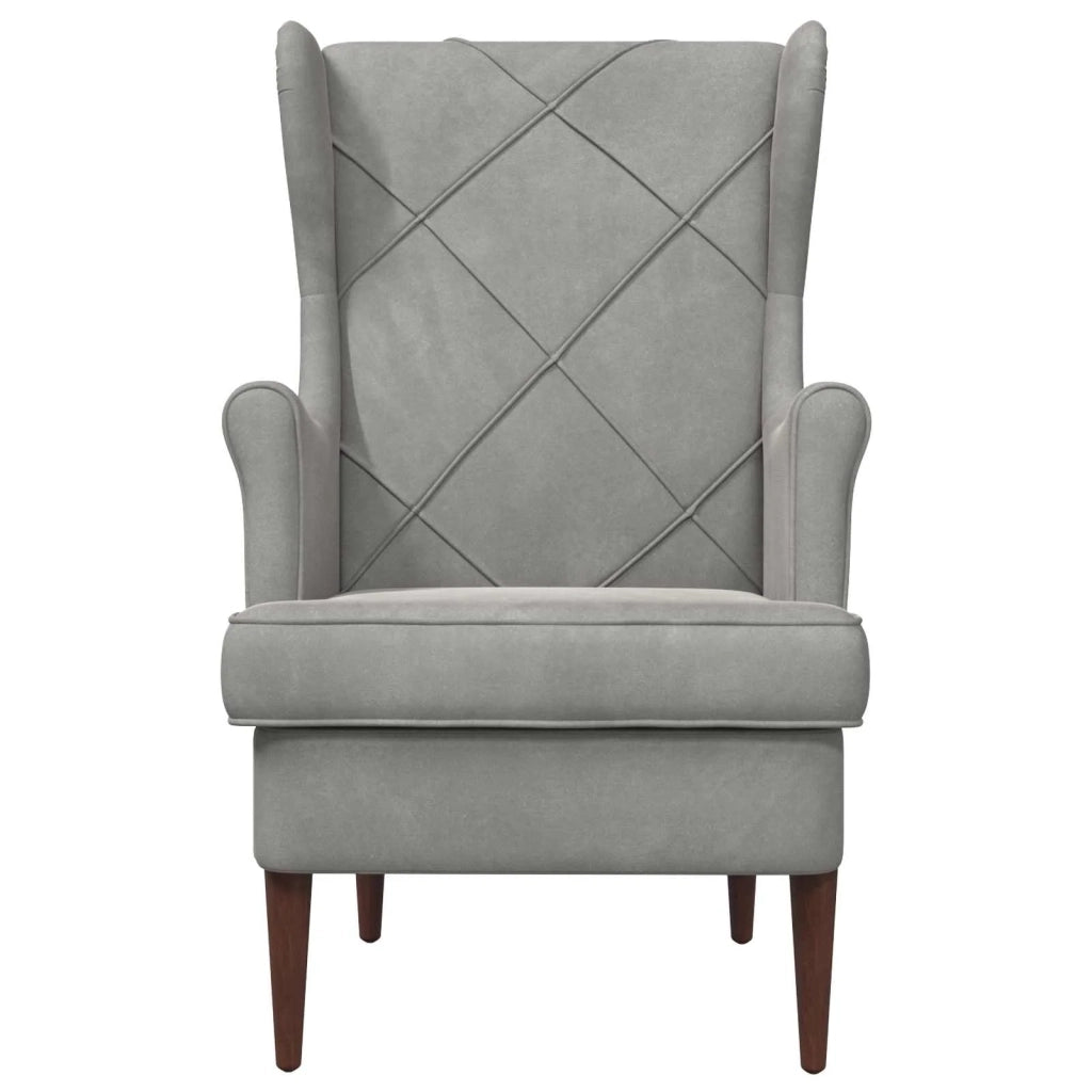 Poltrona-Divano Sedia-Poltroncina Grigio Chiaro Velluto 160084