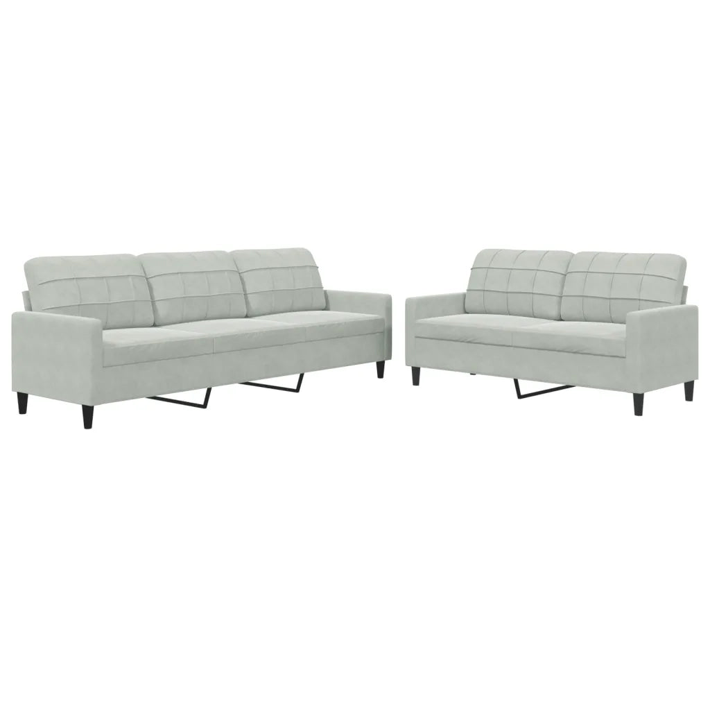 vidaXL Set di Divani 2 pz con Cuscini Grigio Chiaro in Velluto