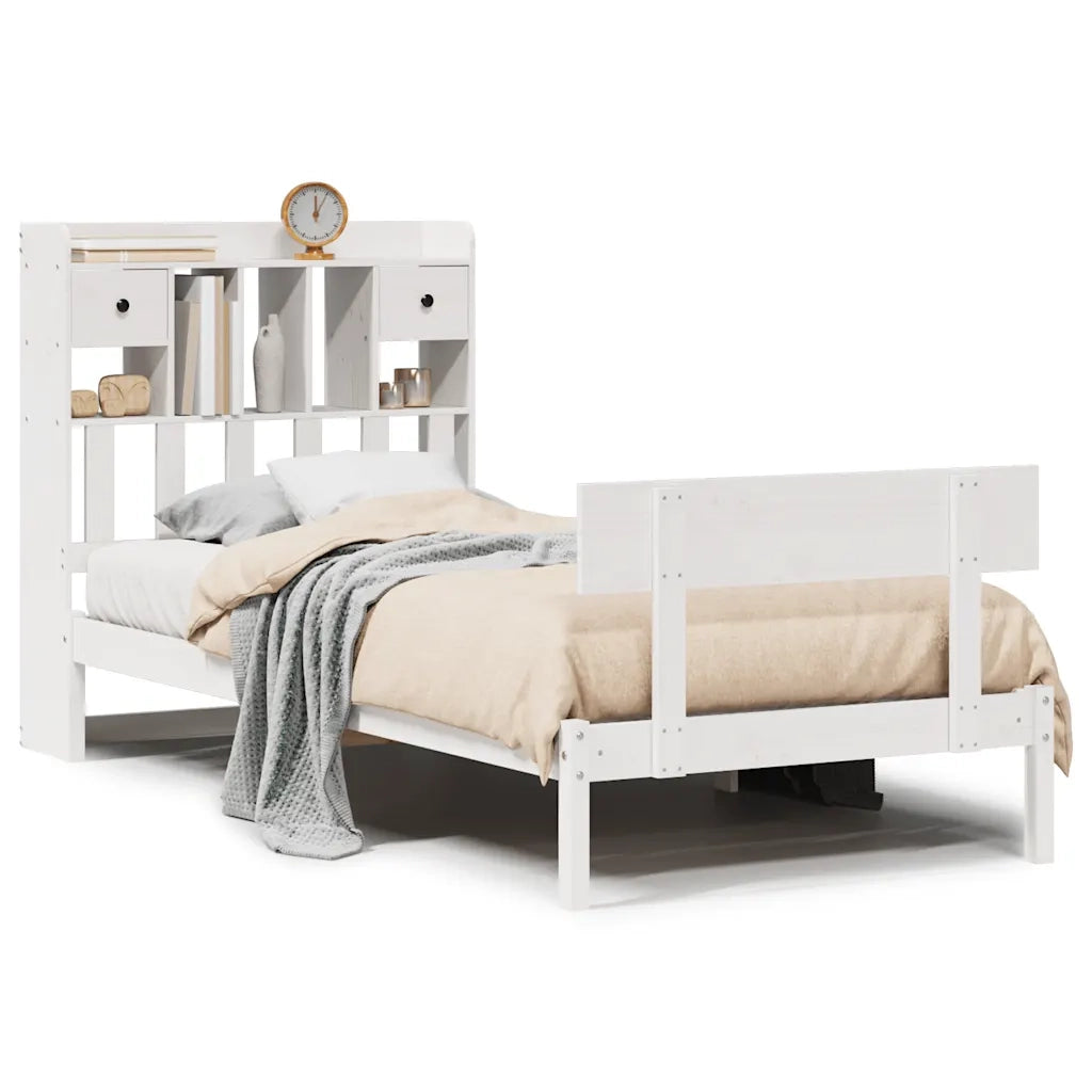 Letto con Libreria senza Materasso 75x190 cm in Legno Pino