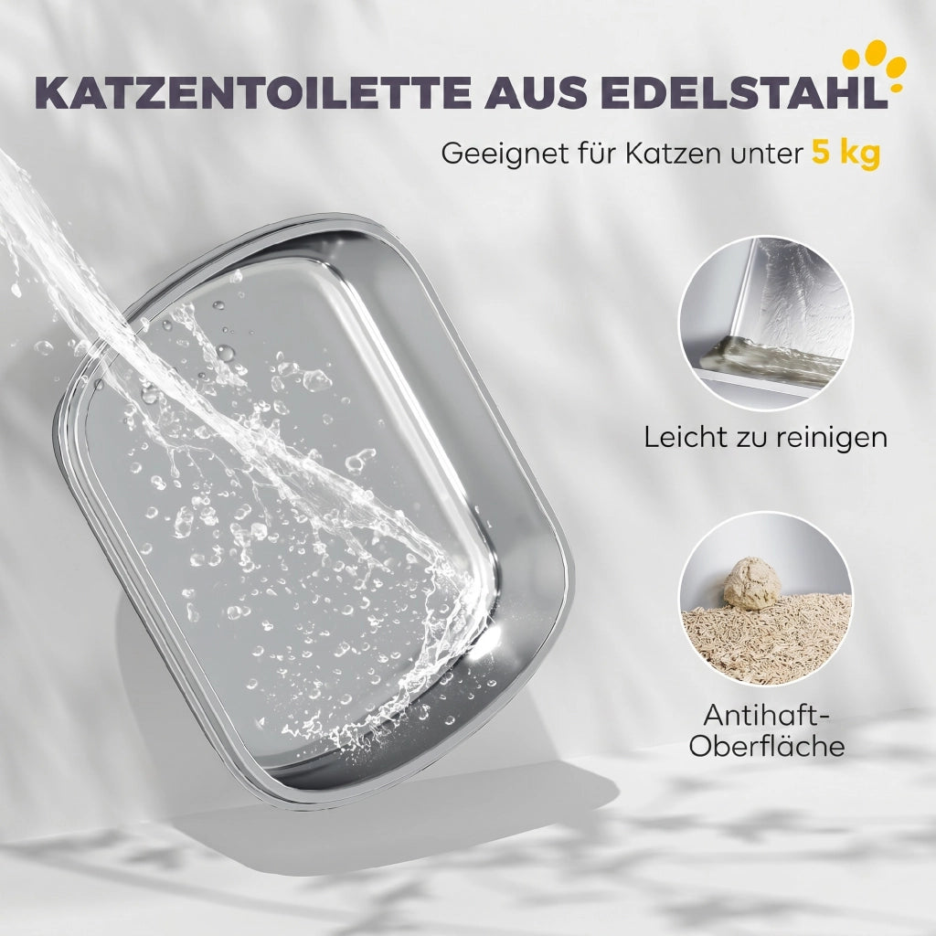 Lettiera per Gatti Chiusa in Acciaio Inox ¨C Xylo ¨C con Paletta Metallica e Sacchetti Deodoranti, Grigio Scuro