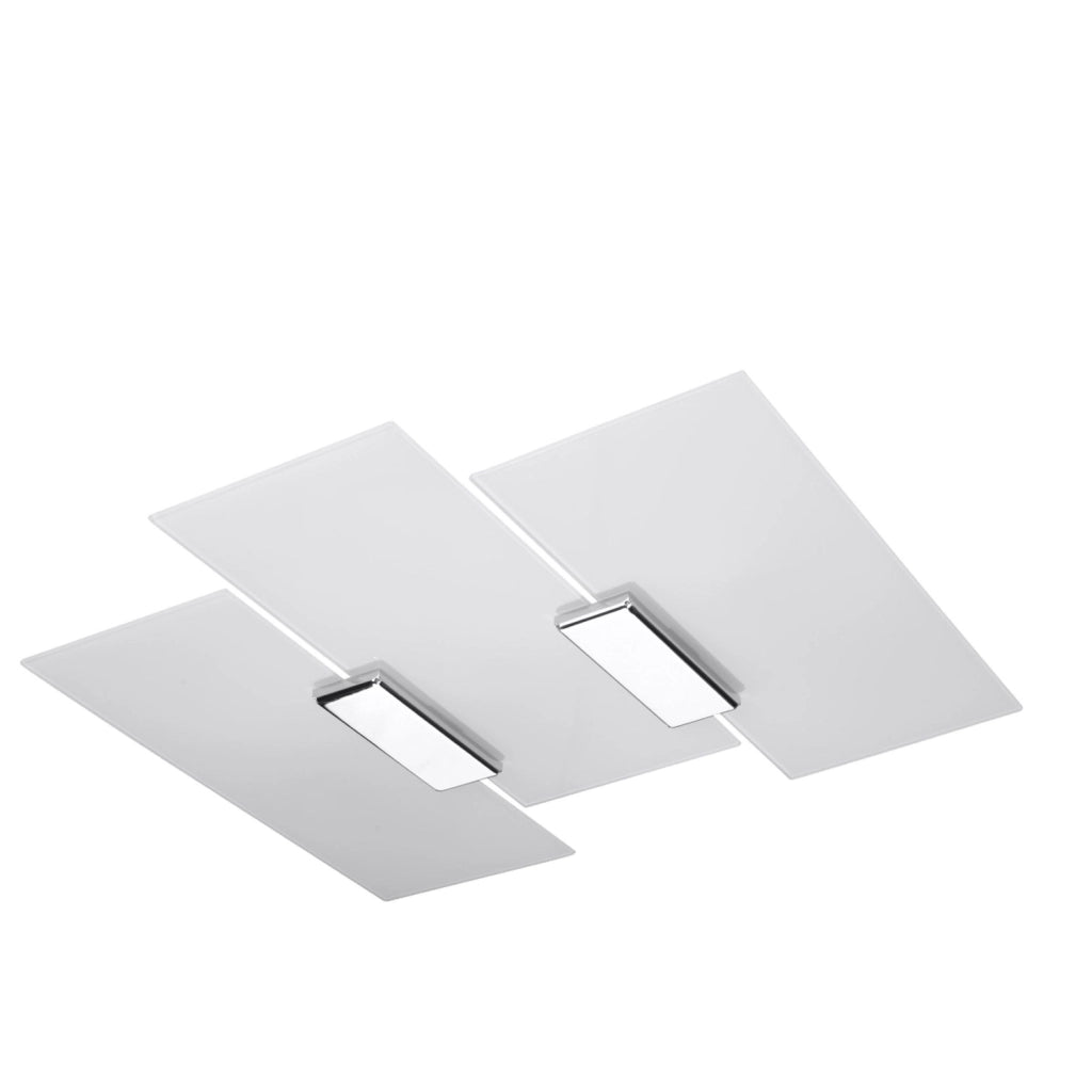 Plafoniera Tiziano Pure Lume in vetro bianco/argento 3xE27