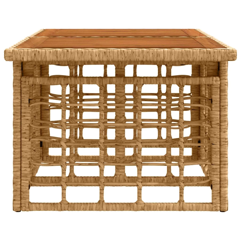Tavolo da Giardino Naturale 100 x 55 x 37 cm Rattan PE e Vetro