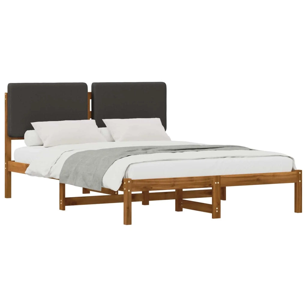 Letto con Testiera Rivestita Naturale e Grigio Scuro 903977
