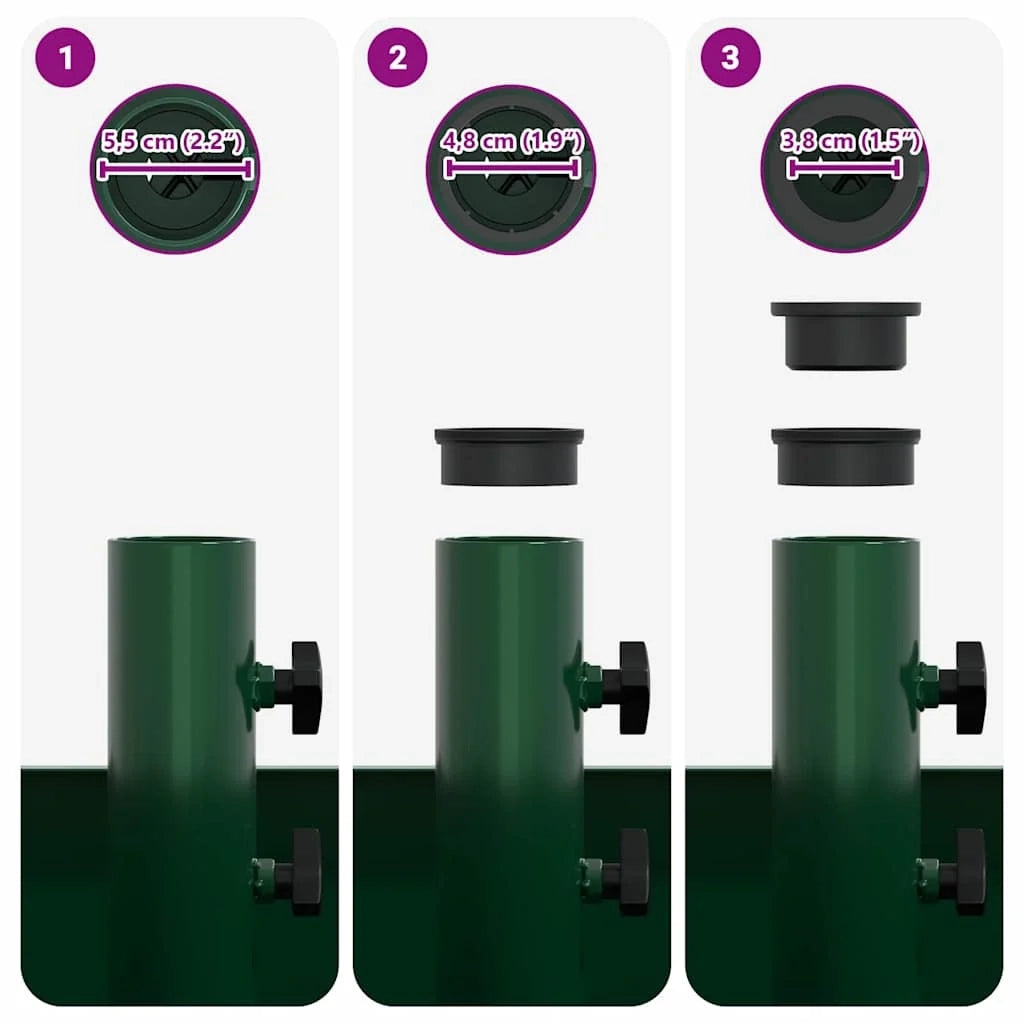 Base per ombrellone da esterno moderna con ruote 45 x 45 x 45 cm design minimalista in acciaio verde 02_0058944