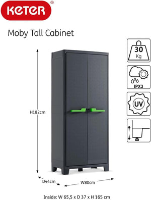 Armadio 4 Ripiani 80x44x182 cm Keter Moby Alto XL Antracite